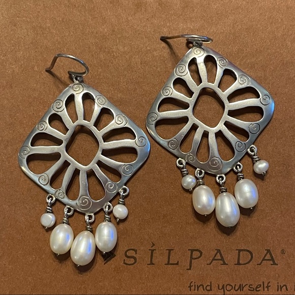 Silpada Pearl and Sterling Silver Dangle Earrings W2165 - Picture 9 of 14